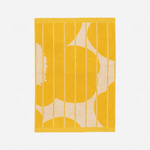 Unikko mit Streifen Handtuch 50x70 cm | Gelb/Weiß | Marimekko | YOOYAMA Düsseldorf