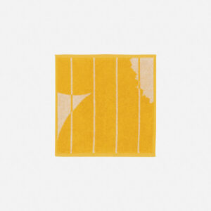 Unikko mit Streifen Handtuch 30x30 cm | Gelb/Weiß | Marimekko | YOOYAMA Düsseldorf