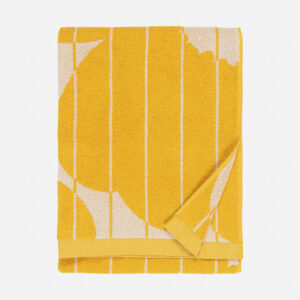 Unikko mit Streifen Badehandtuch 70x150 cm | Gelb/Weiß | Marimekko | YOOYAMA Düsseldorf