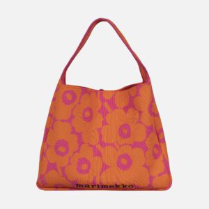 Große Tasche Unikko aus Strickmaterial | Pink/Orange | Marimekko
